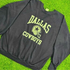Vintage 80's MADE IN USA logo 7‎ inc Dallas Cowboys Crewneck Sweatshirt large